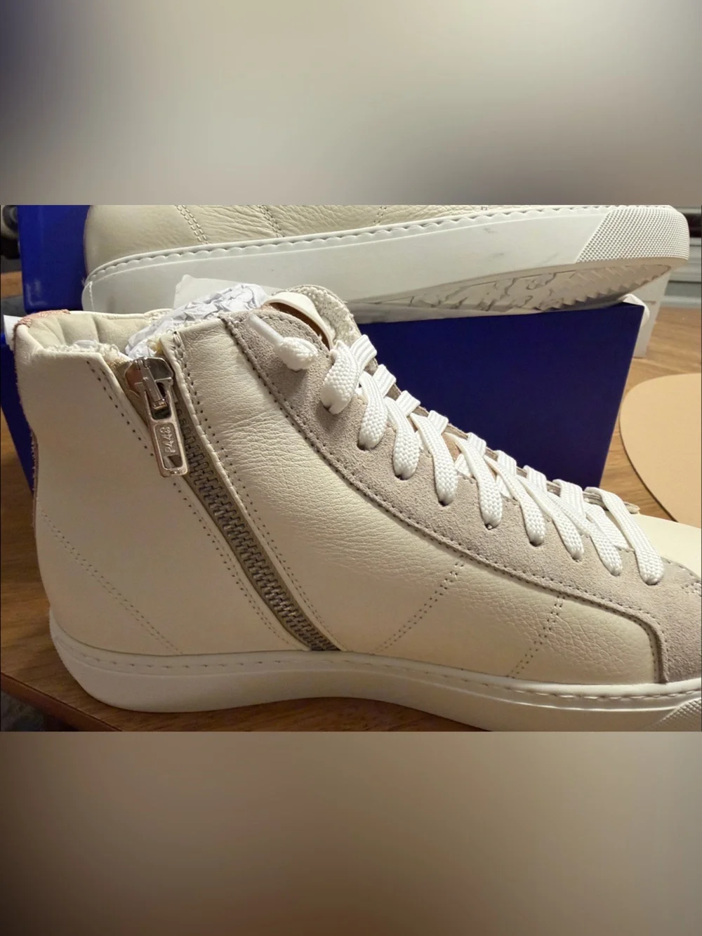 P448 women’s High-Top Sneakers in White & Beige Suede size 39